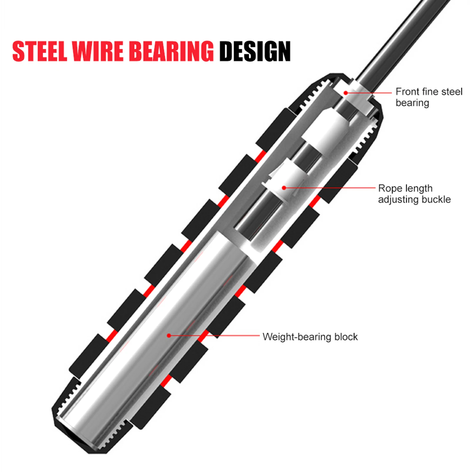 

2.8m Jump Rope Tangle-Free Rapid Speed Jumping Rope Cable with Ball Bearings Steel Skipping Rope Gym Fitness Home Exercise