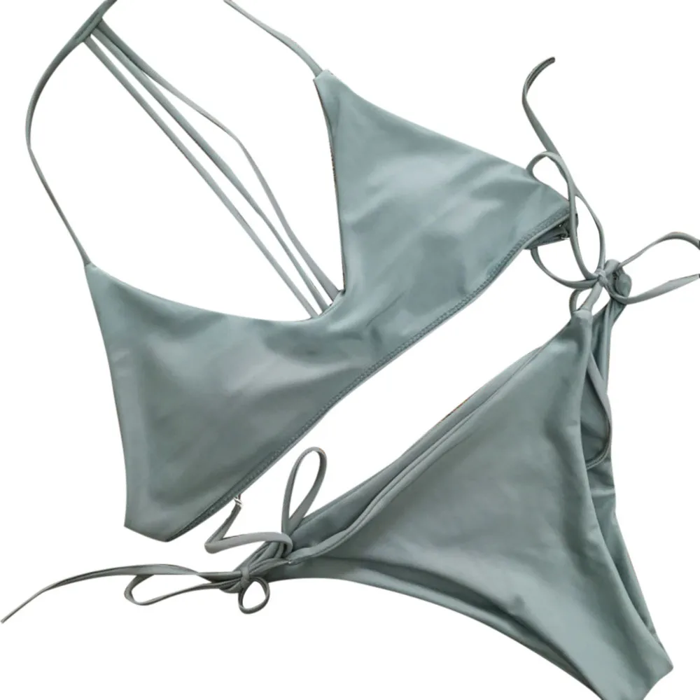 

Swimwear Women Solid Bikini Set Bathing Suit Beachwear Push Up Swimming Swimwear Sexy Bandage Swimsuit Bikini 2021Female Biquini