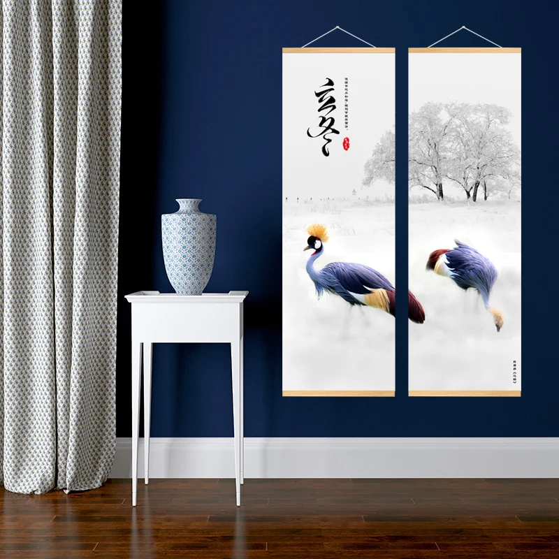

Ink Blue Peacock Natural Landscape Creative Canvas Paintings Solar Terms Wall Art Hanging Pictures for Living Room Home Decor