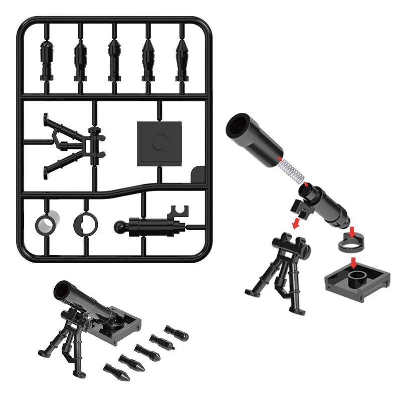 2pcs/10pcs Mini Missile/Bazooka Building Blocks WW2 Weapon Army Accessories MOC Military Bricks Toys for Children Gifts - купить по