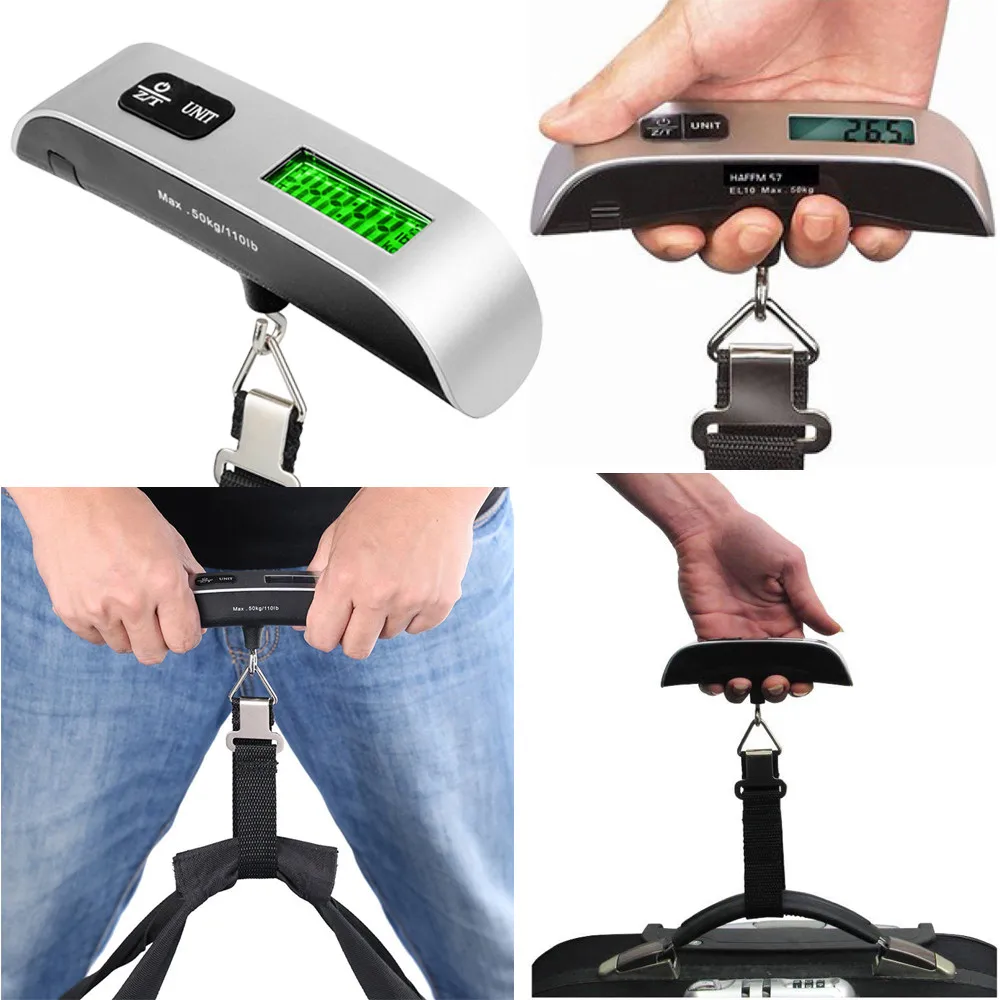 

1pc 50kg/10g Lcd Digital Electronic Luggage Scale Portable Suitcase Scale Handled Travel Bag Weight Fish Hook Hanging Scale