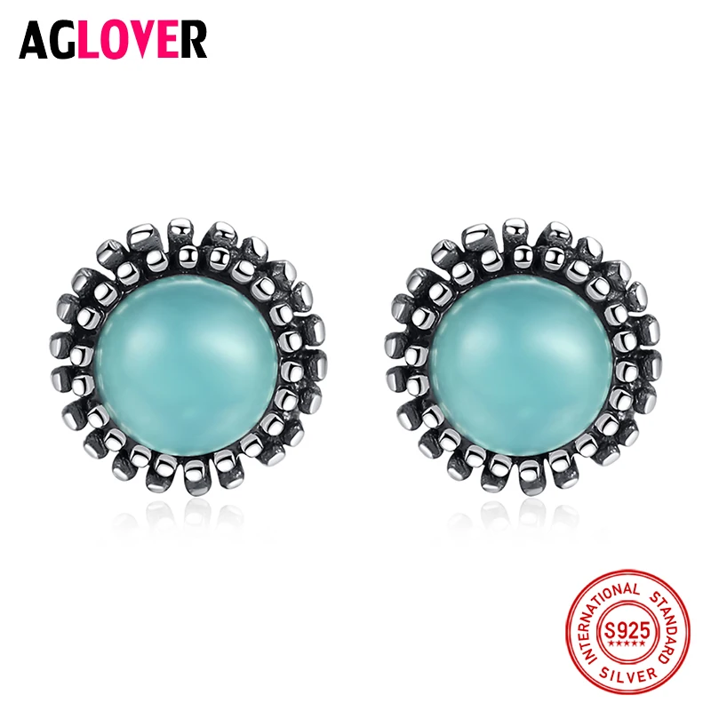 Женские серьги из серебра 2019 пробы с зеленым Цирконом|Серьги-гвоздики| |