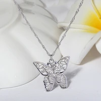 cute silver color butterfly pendant statement long chain necklace for women fashion jewelry 2020 new
