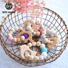 Браслеты-погремушки Let's Make из бука с бусинами и ежиком, сенсорные детские погремушки для игр в спортзале, аксессуары для кормления, детские игрушки для коляски, погремушки