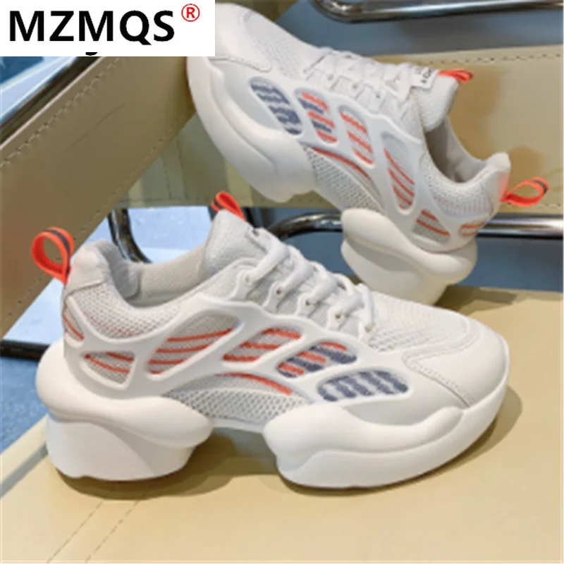 

2021 Fashion Women's Shoes Comfortable Lace-up Casual Shoes Women's Mesh Breathable Sneakers Spring New Walking Platform Shoes