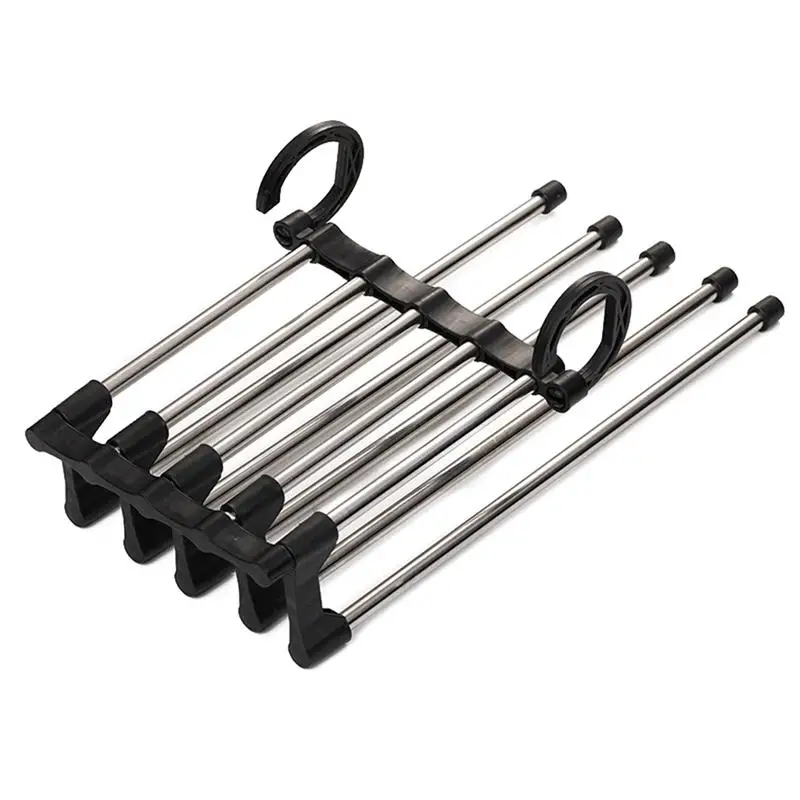 1 Set Of Clothes Hanger Stainless Steel Multifunction Five In One Pants Hanger Coat Hanger Clothes Rack For Indoor Home Travel