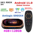 Приставка Смарт-ТВ HK1 RBOX X4, Android 11, S905X4, 4 ядра, 4 Гб, 128 ГБ