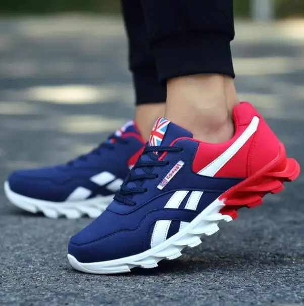 Туфли мужские дышащие повседневная обувь на плоской подошве синие красные серые