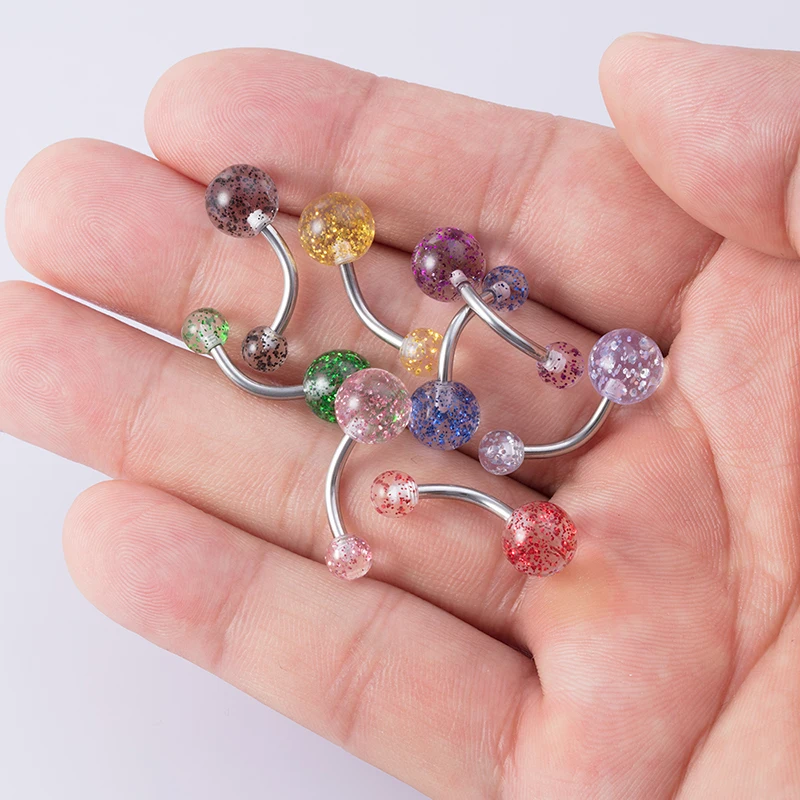 

HONGTU 10PCs Mixed Color Acrylic Piercing Belly Button Navel Ring Surgical Steel & Flexible 14G Stud Belly Bars Pircing 2020 New