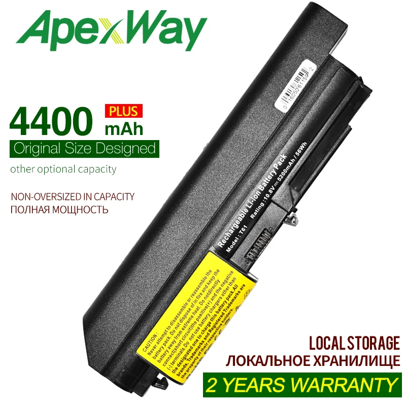 

Аккумулятор ApexWay 4400mAh11.1v для Lenovo ThinkPad R400 7443 R61 7733 T400 7417 T61 6481 R400 42T4652 ASM 42T5265 FRU 42T4548