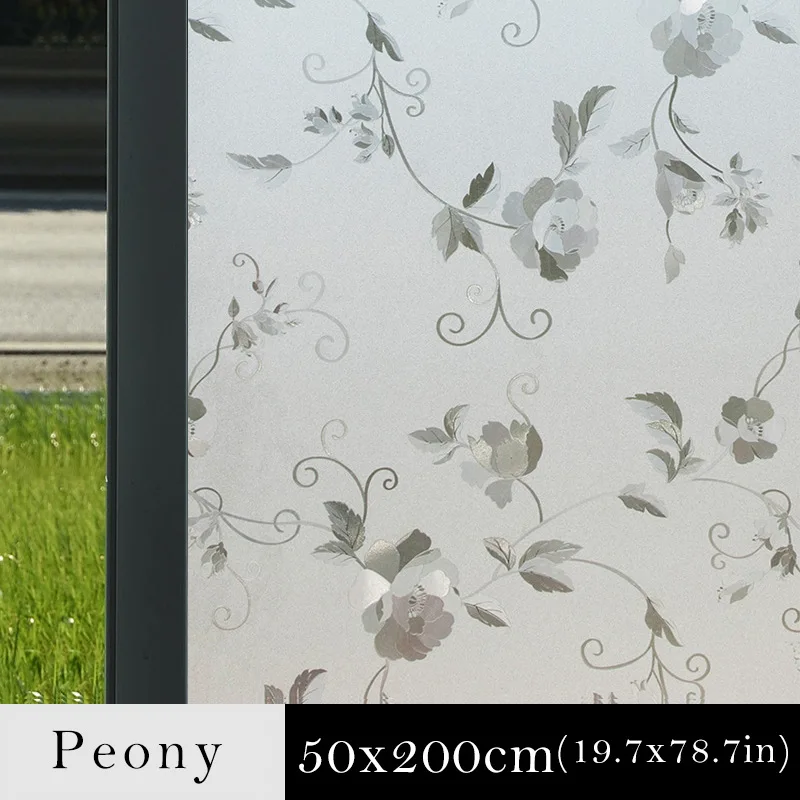 Peony 50x200cm DICOR 40/50/60*200 см тиснением Декоративная пленка Водонепроницаемый матовый оконная пленка для окна конфиденциальности статического цепляться Стекло наклейки - Цвет: Peony 50x200cm