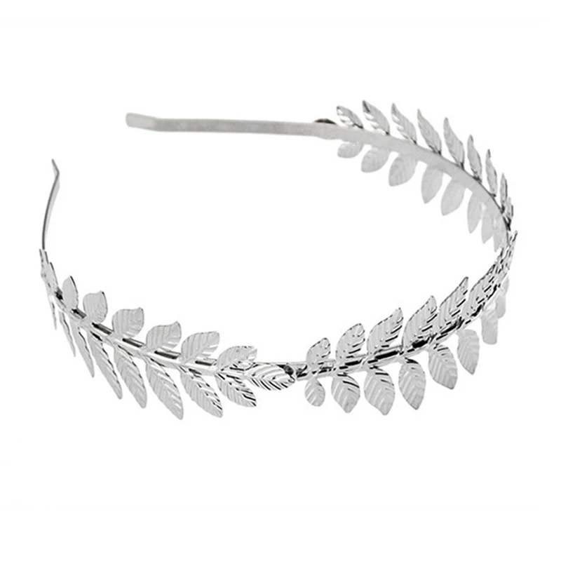 Женский обруч для волос в стиле барокко винтажный серебристого цвета с листьями