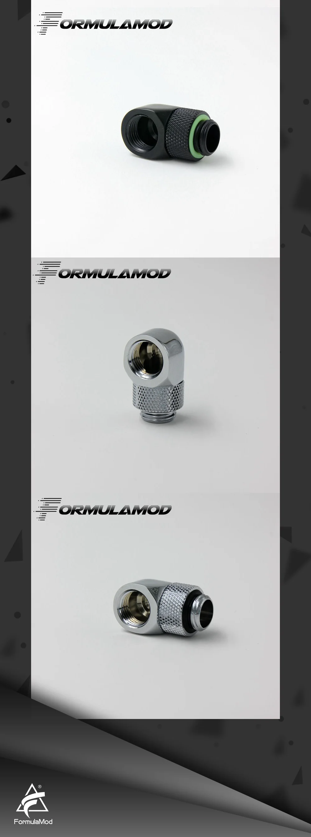 FormulaMod Fm-90DX, черный Серебряный G1/4 ''резьба 90 градусов Поворотный фитинг адаптер Вращающийся 90 градусов адаптеры охлаждения воды