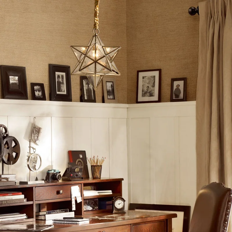 Медный Подвесной ретро-светильник LukLoy в виде звезды Подвесная лампа для коридора