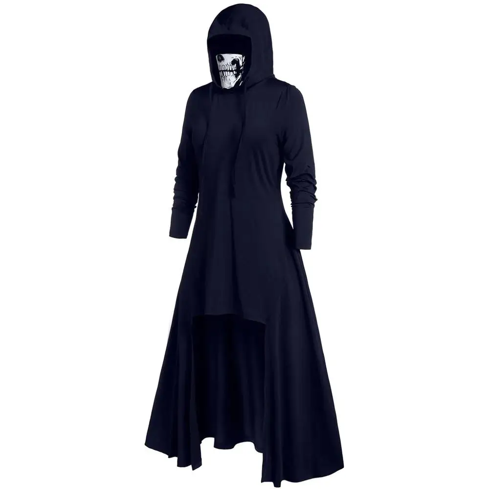 Плюс размер женская маска череп чистый цвет пуловер с длинным рукавом капюшоном