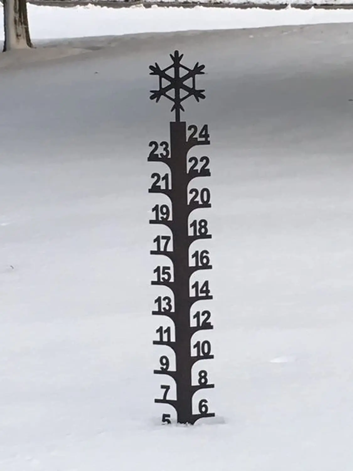 Medidor de nieve de 24 "hecho a mano, palo de medici&oacute;n de Metal para jard&iacute;n, estacas de invierno, decoraci&oacute;n de patio al aire libre-2