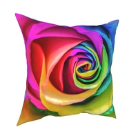 rainbow rose nature flower pillowcase printed polyester cushion cover decorative pillow case cover living room square 40x40cm