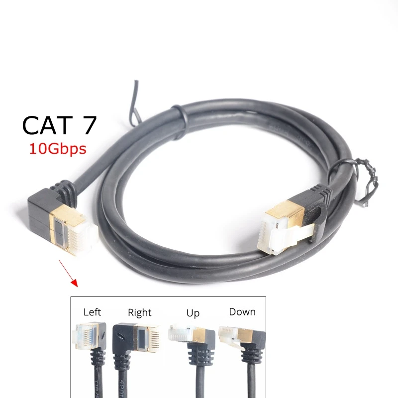 Сверхтонкий Ethernet кабель CAT7 RJ45 правый левый нижний угол UTP сетевой Соединительный