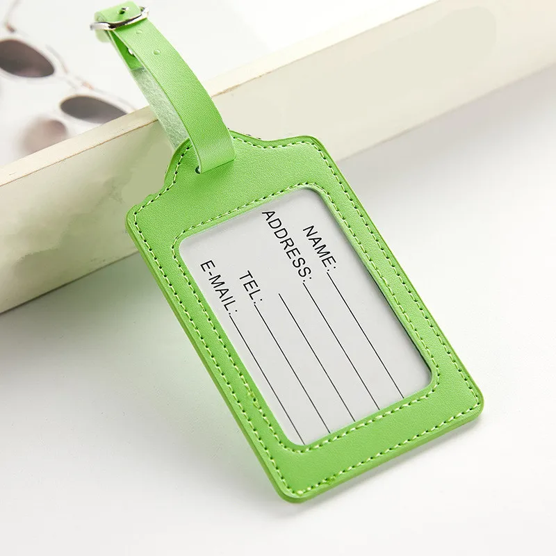 Style 2 Green ETya, модные багажные бирки для путешествий, деловых поездок, для женщин и мужчин, чемодан из ПУ-кожи, ID адрес, держатель, багажная бирка - Цвет: Style 2 Green