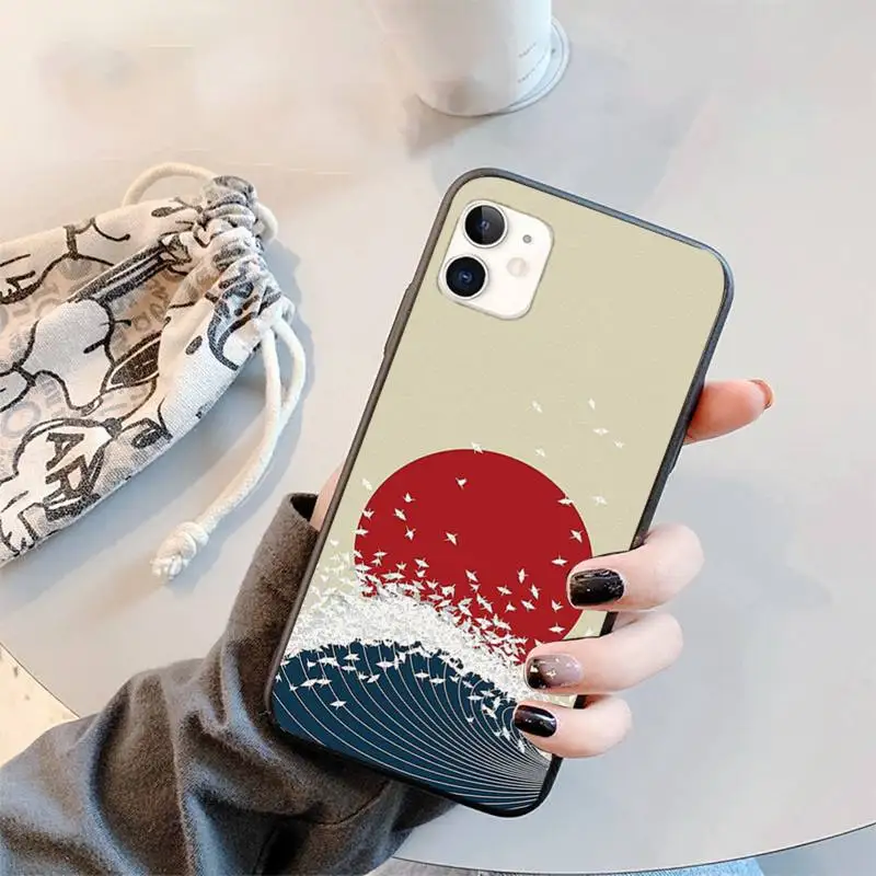 

Wave Art Japanese Green Illust Phone Case for iPhone 11 12 mini pro XS MAX 8 7 6 6S Plus X 5S SE 2020 XR