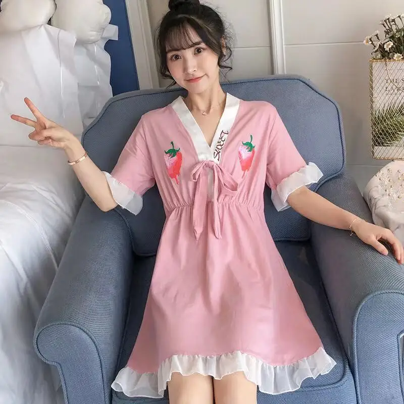 Осенняя одежда для сна женское кимоно 100% хлопок ночная сорочка в японском стиле