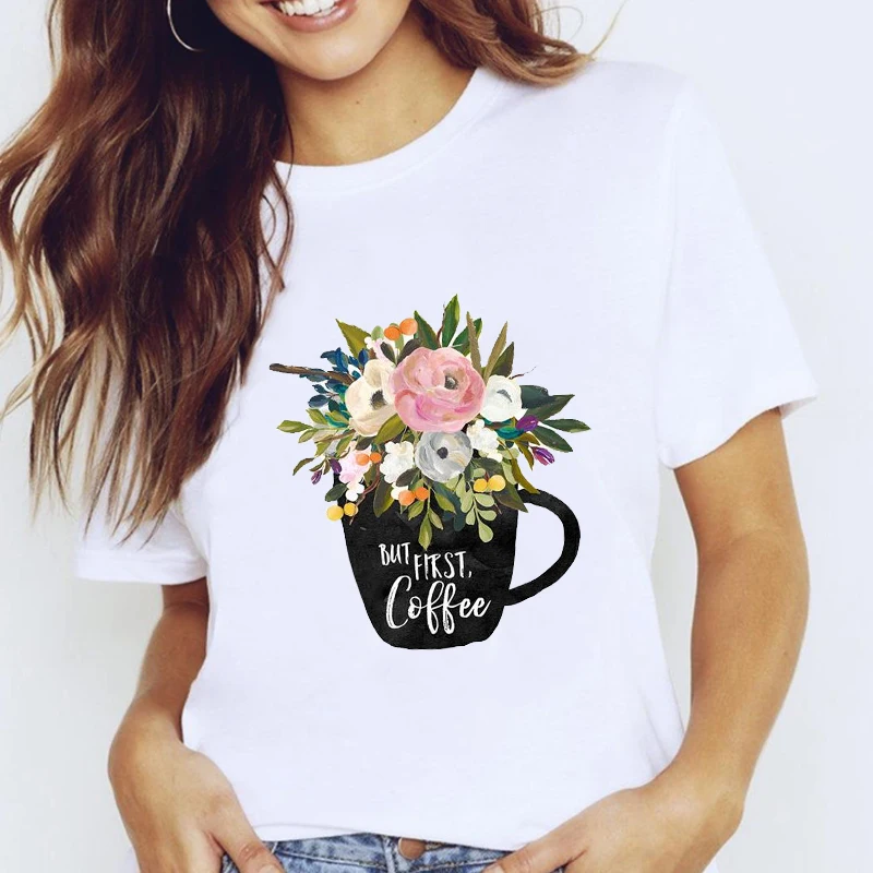 

Flower Women Graphic Floral Butterfly Fashion Spring Summer 90s Short Sleeve Lady Clothes Tops Tees Print Female Tshirt T-Shirt
