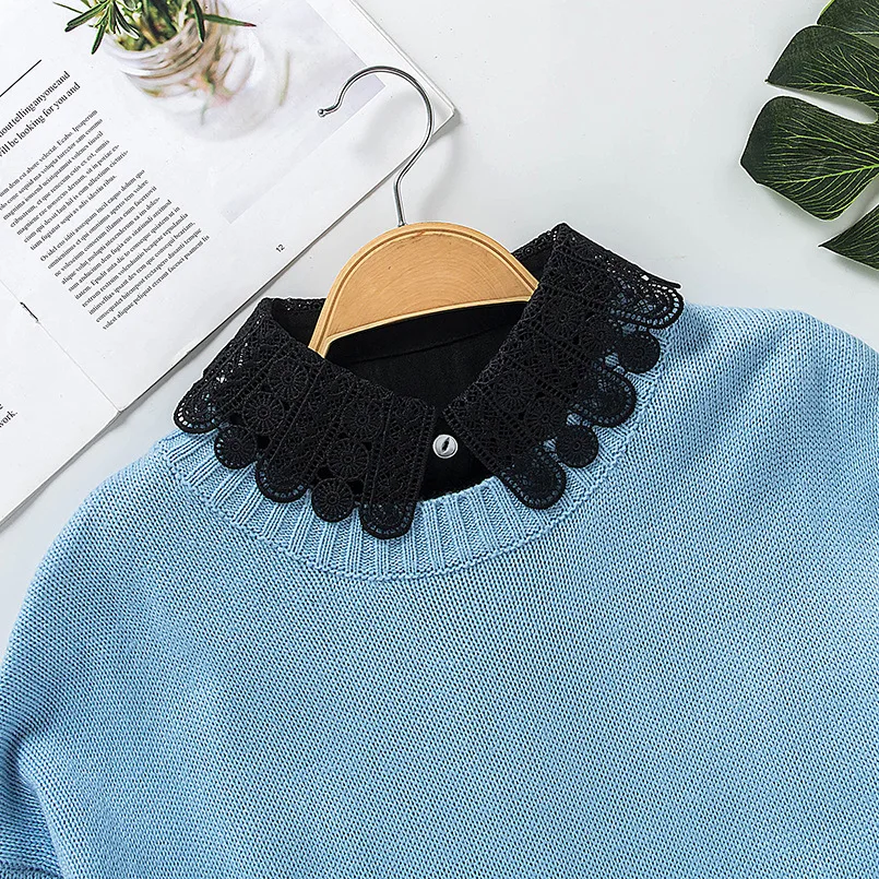 

Sitonjwly Women Chiffon Fake Collar Detachable Lapel Choker Necklace Shirt False Collar Ladies Removable Half Shirt Blouse