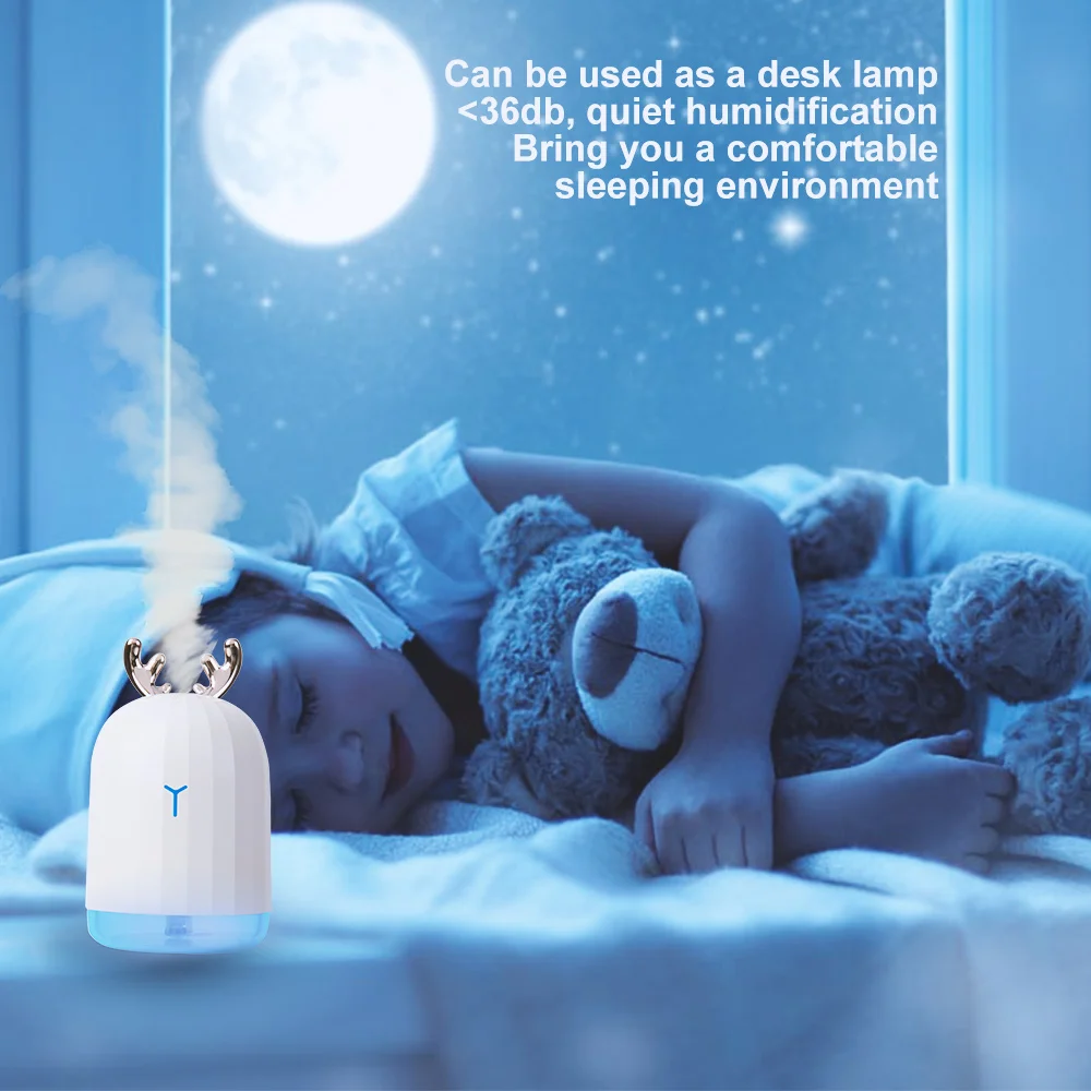 220 ML USB Deer Ultrasonic Air Humidifier Aroma With Light Essential Oil Diffuser Car Fogger Cool Mist Maker | Бытовая техника