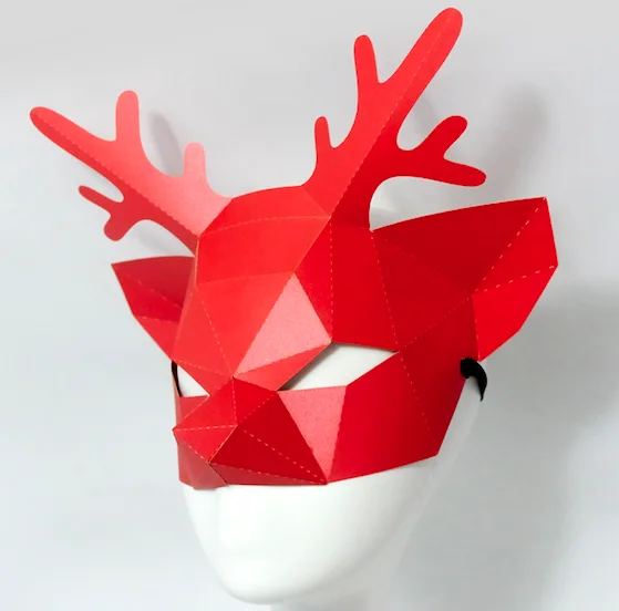 3D Полулицо Бумажная модель олень животное костюм Косплей DIY Маска модели