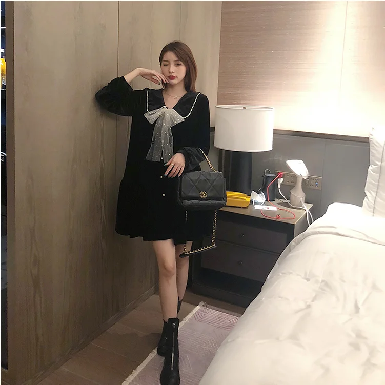 

CMAZ 2021 Autumn and Winter New Korean Velvet Online Influencer Bow