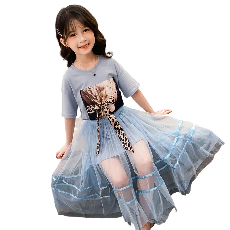 

Summer Movement Suit for Girls Kids 2021 Girl Western Style Short Sleeve Two Pieces Sets 12 Children's Clothing 11 Girls Sets