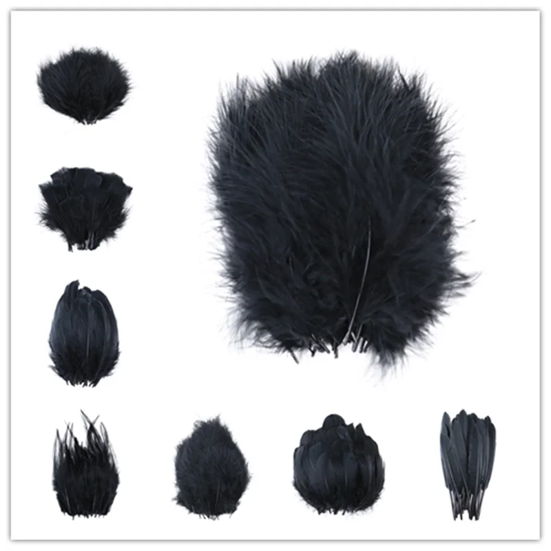 

24pcs Black Goose Feather Ostrich Turkey chicken plumes for Clothing jewelry hat decoration Accessories feathers crafts