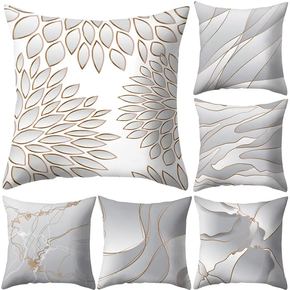 

Marble Pattern Nordic Geometric Decorative Pillowcase Peach Velvet Microfiber Pillow Cushion Cover for Car Home Living Room
