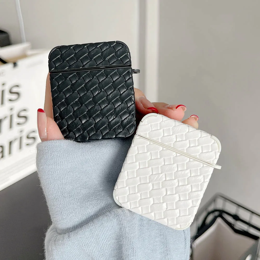 

Luxury Breathable Mesh Case For 2 Pro 1 3 Soft TPU Leather Weaving BV Grid Pattern Earphone Cover Funda Accessories