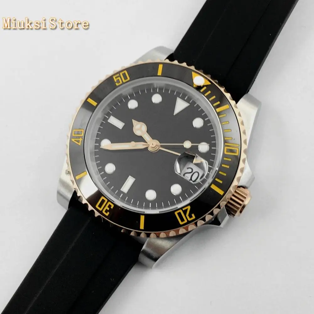 40mm Bliger mens top watches sapphire glass ceramics bezel black sterile dial GMT date window automatic watch | Наручные часы