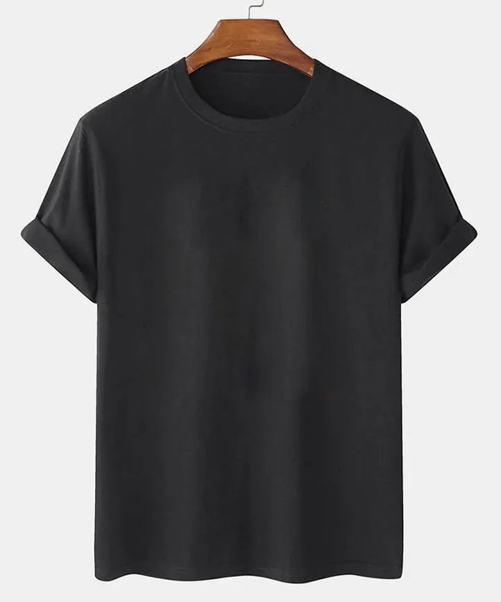 

Повседневная Мужская хлопковая футболка с коротким рукавом, однотонная, с круглым вырезом, 3 цвета