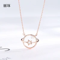s925 metal fashion fantasy planet ladies necklace clavicle zircon initial necklace necklaces for women