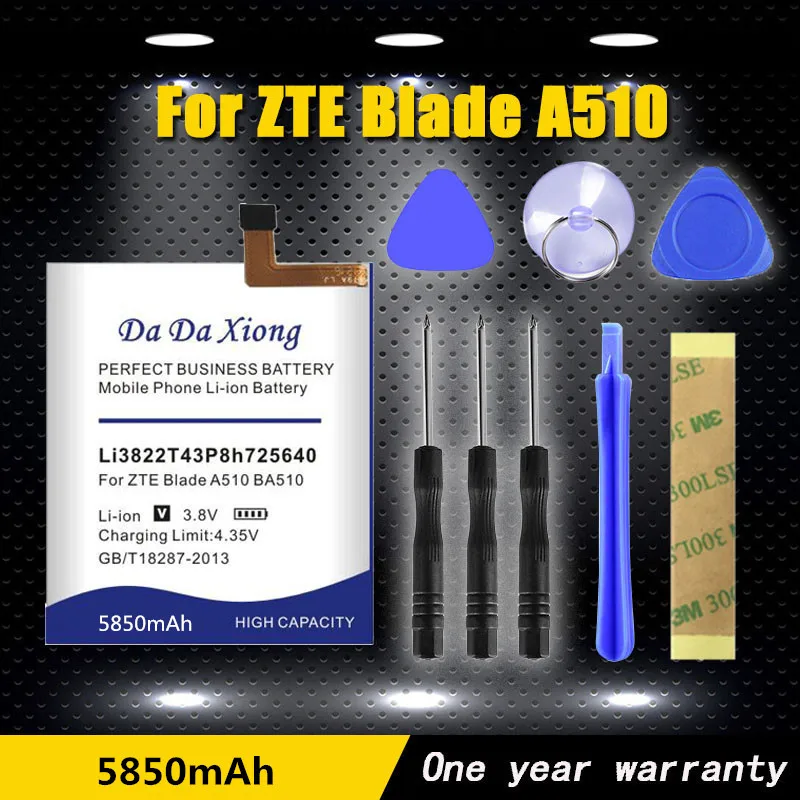 

High Quality 5850mAh Li3822T43P8h725640 Battery For ZTE Blade A510 BA510 Phone
