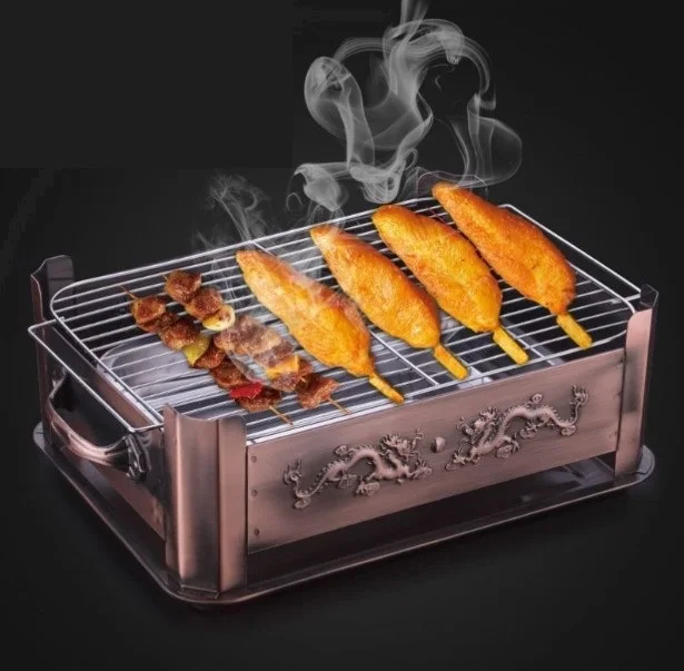 

Портативный гриль для барбекю на древесном угле из нержавеющей стали, настольный прямоугольный обогреватель для ресторана и рыбы, для дома...