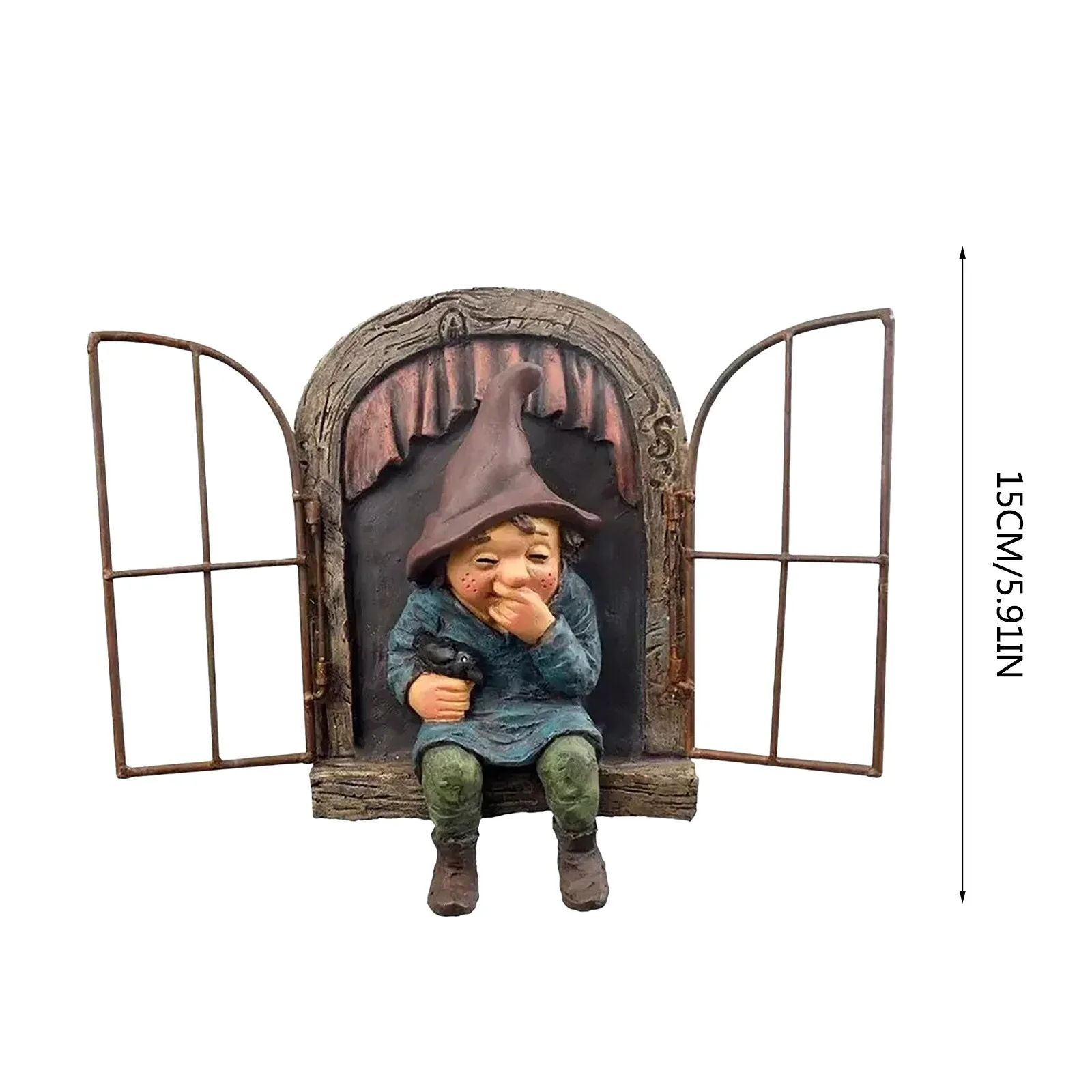 

Mischievous garden gnome voyeur funny garden tree decoration QW