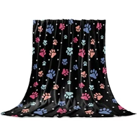 fleece throw blanket full size colorful dog cat animal paw pattern lightweight flannel blankets for couch bed living room war