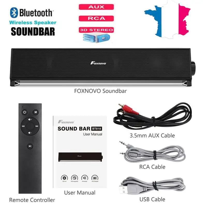 FOXNOVO Bluetooth 20 Вт 818 Смарт ТВ звуковая панель BT беспроводной динамик сабвуфер для