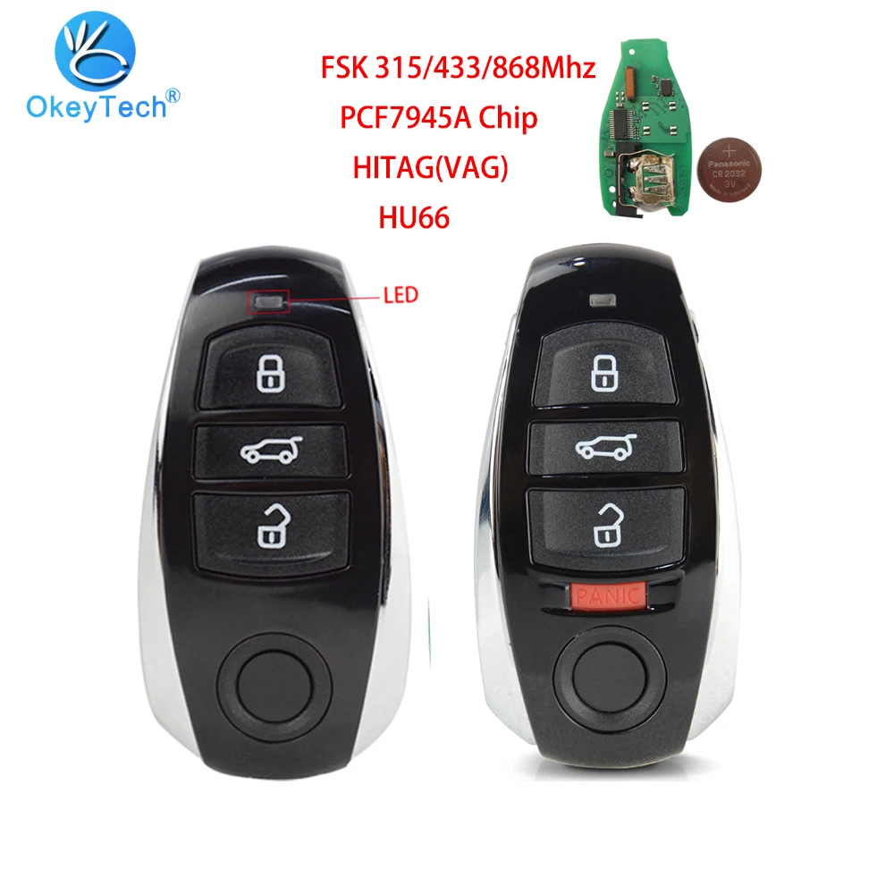OkeyTech для Фольксваген Touareg 2010 2014 HitagCVGA PCF7945A чип 315 МГц 433 868 умный дистанционный ключ