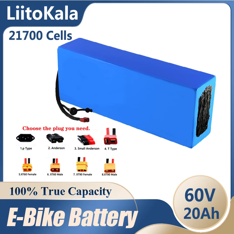 

Аккумулятор для электрического скутера LiitoKala 60 в 20 Ач 21700 16S4P, 60 в 20 Ач, фотоаккумулятор 1800 Вт для электровелосипеда