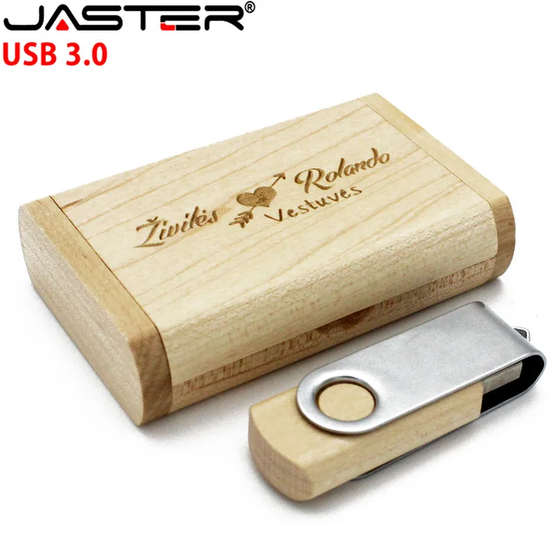 Usb-флеш-накопитель JASTER деревянный в деревянной коробке с металлической частью |