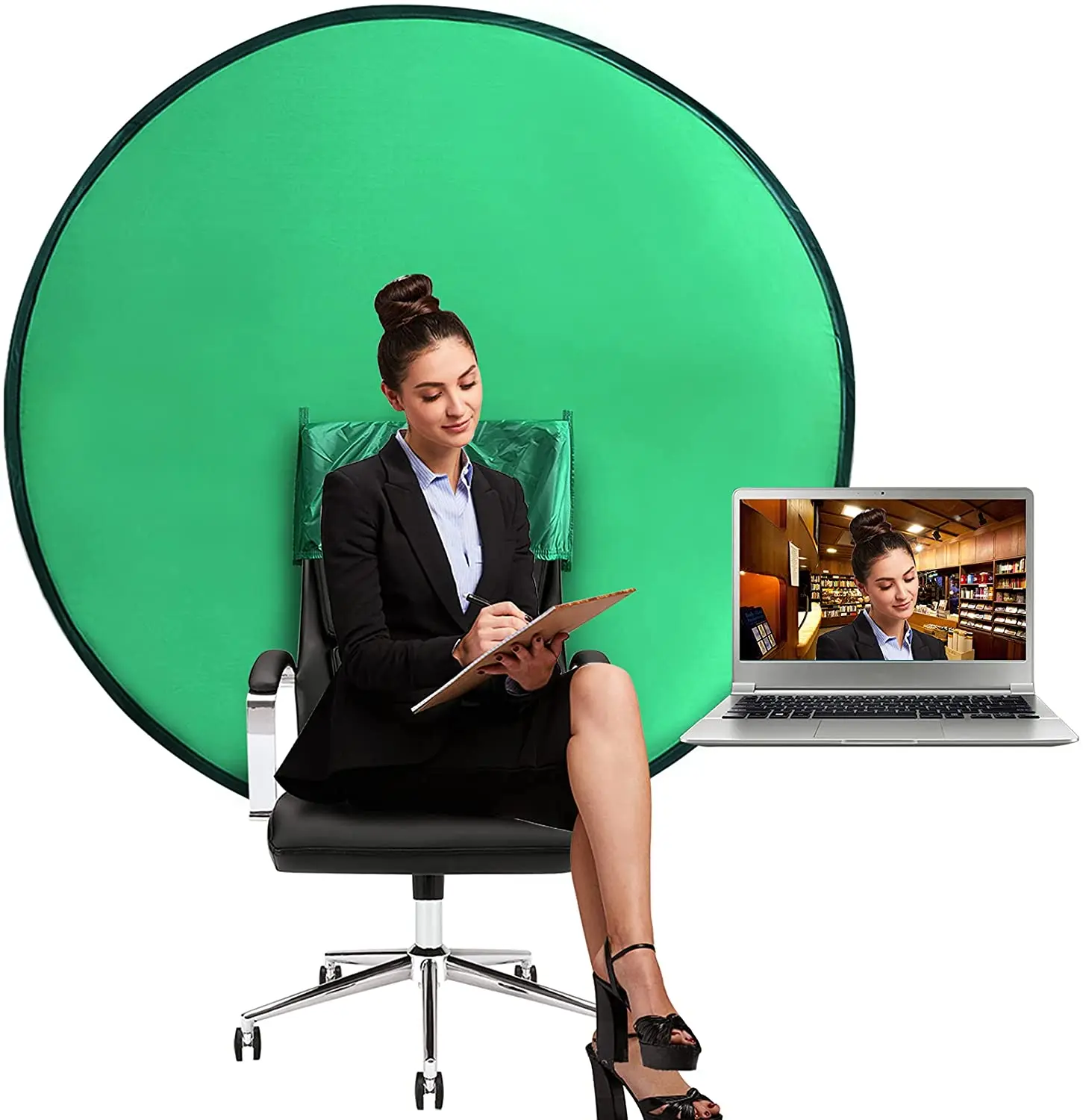 TENWISH Collapsible Chroma Key Green Screen for Chairs Tiktok Video Live Show Internet Conference Youtube Virtual Background | Электроника