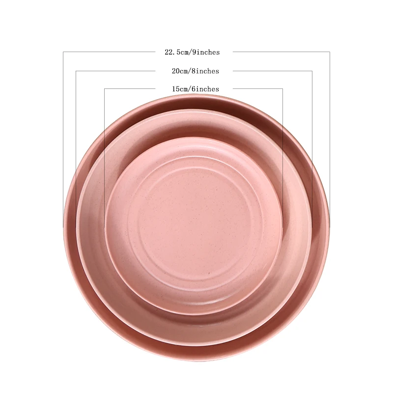 

4Pcs 15/17.5/20/22.5/25cm Eco-Friendly Wheat Straw Dinner Plates BPA Free Microwavable Safe Biodegradable Saucer