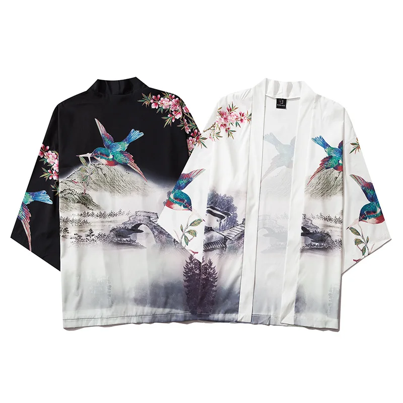

Kimonos Cardigan Men Yukata Women Japanese Kimono Traditional Unisex Harajuku Beach Loose Thin Shirt Sun-protective Shirts Coat