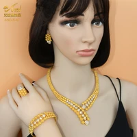 dubai woman jewelry sets nigerian gold plated necklace earrings bracelets rings set wedding luxury accessories bohemia jewellery