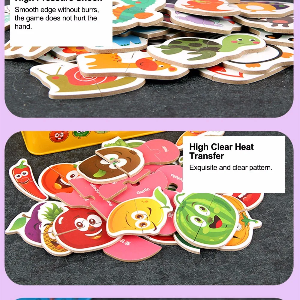 Wooden Toys Puzzle for Kids 3 years Animals/Vegetables/Fruits/Traffic Insects/Poultry Educational Kids Games Jigsaw